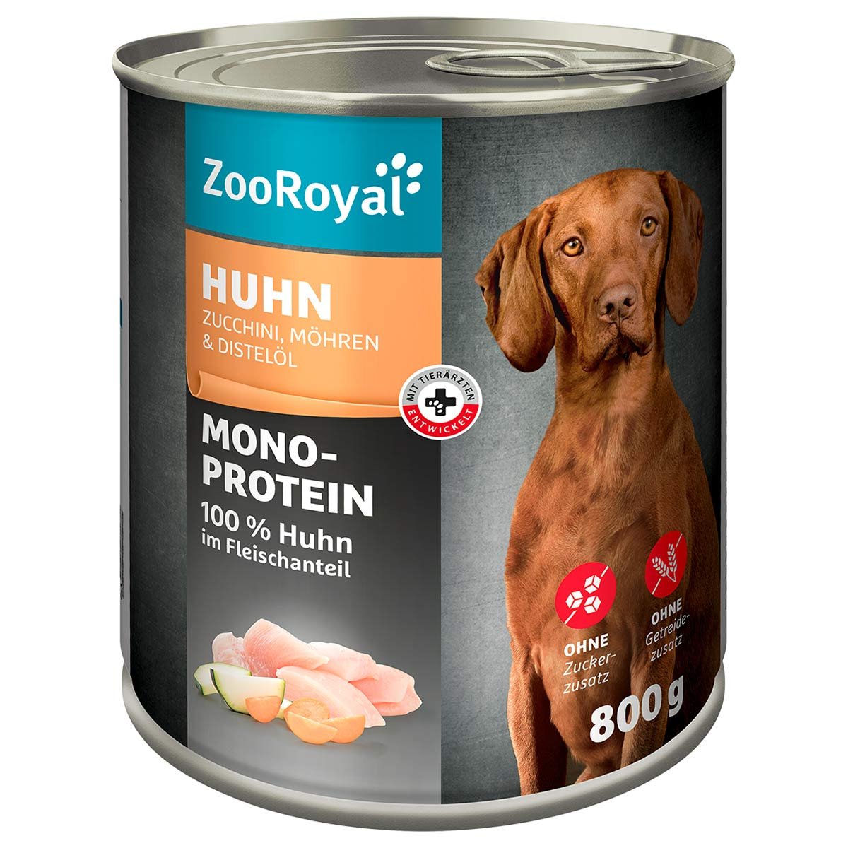 ZooRoyal Mono-Protein Huhn mit Zucchini Möhren und Distelöl 6x800g