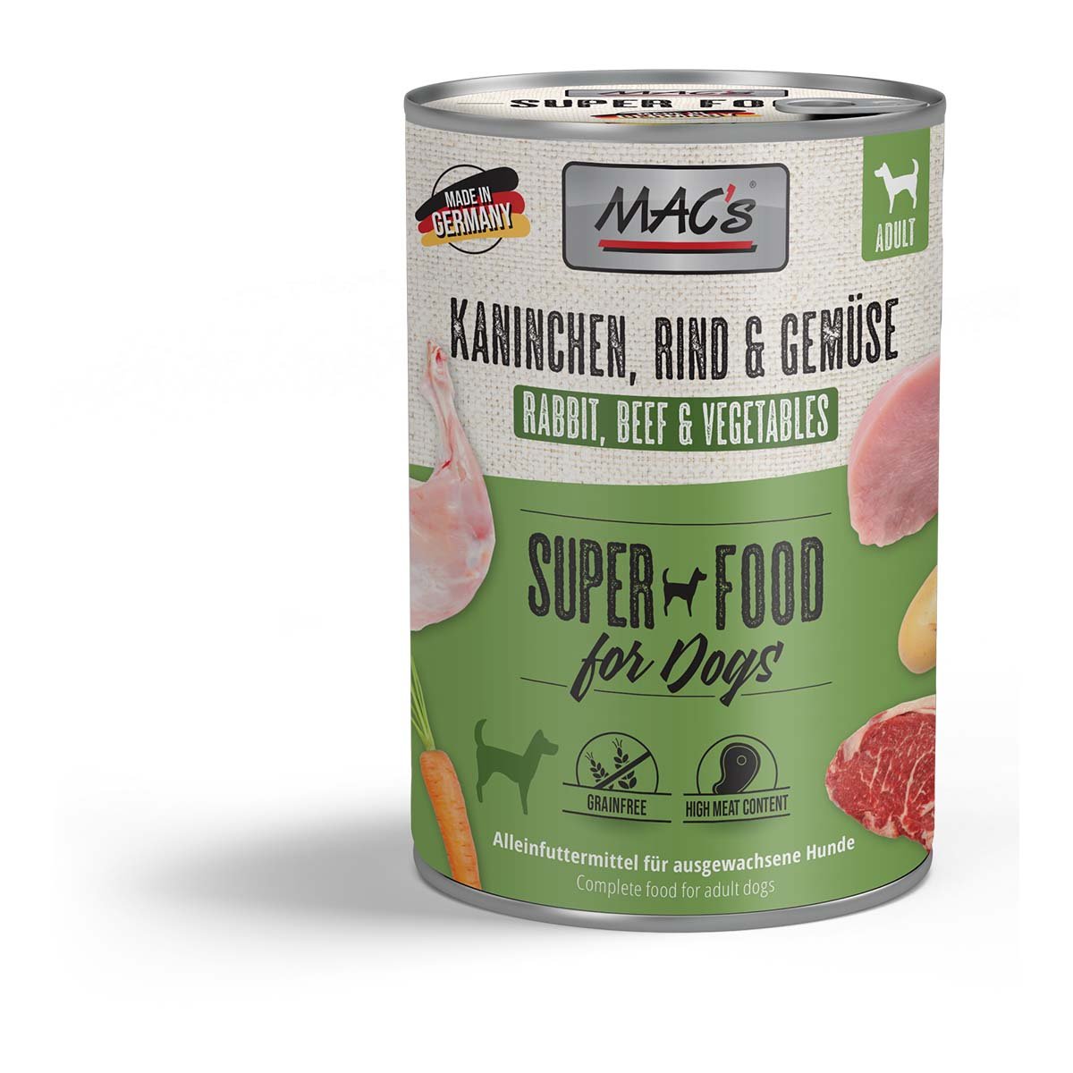MAC's DOG Kaninchen, Rind und Gemüse 12x400g