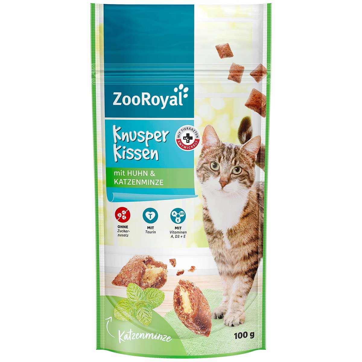 ZooRoyal Knusperkissen mit Huhn und Katzenminze 100 g