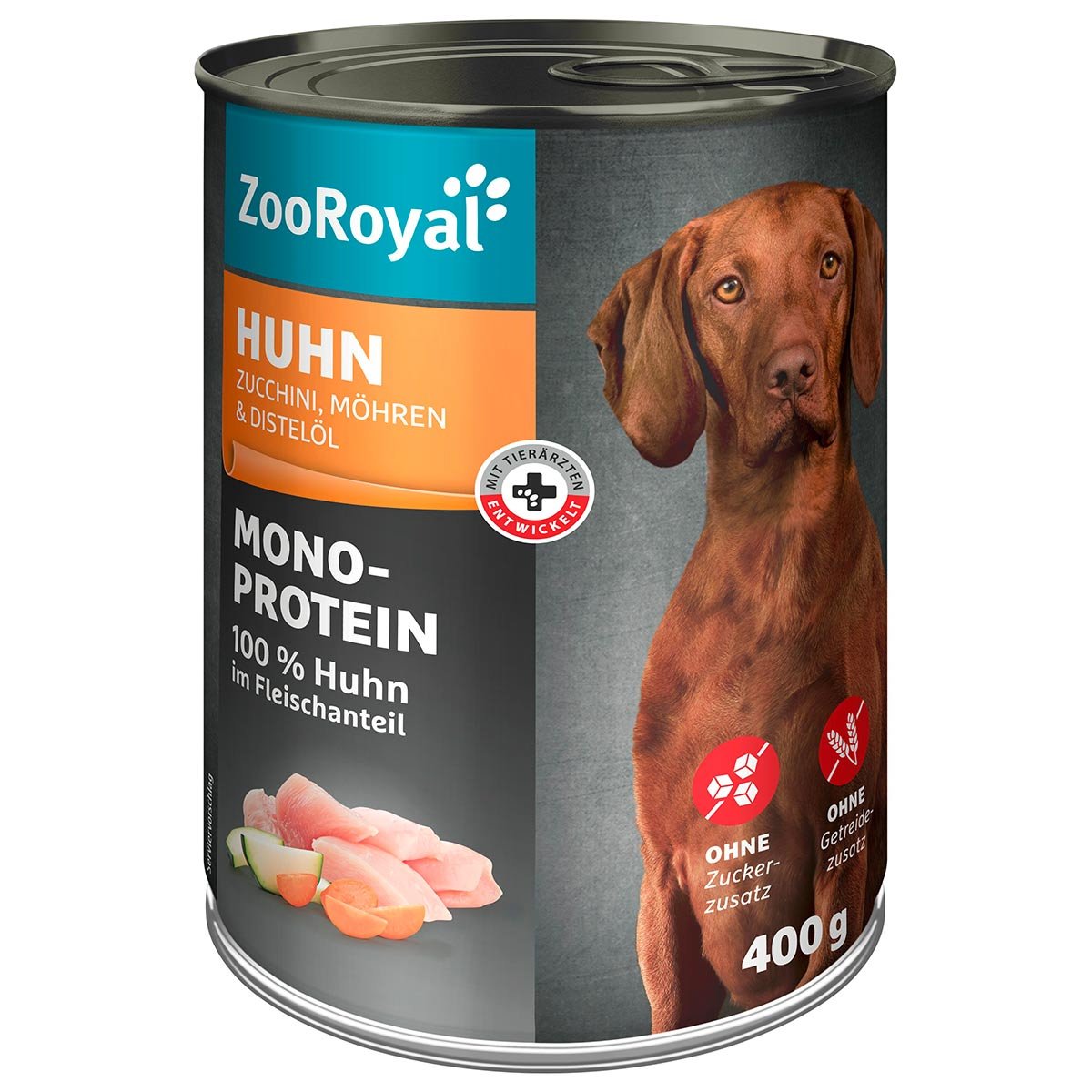 ZooRoyal Mono-Protein Huhn mit Zucchini Möhren und Distelöl 6x400g