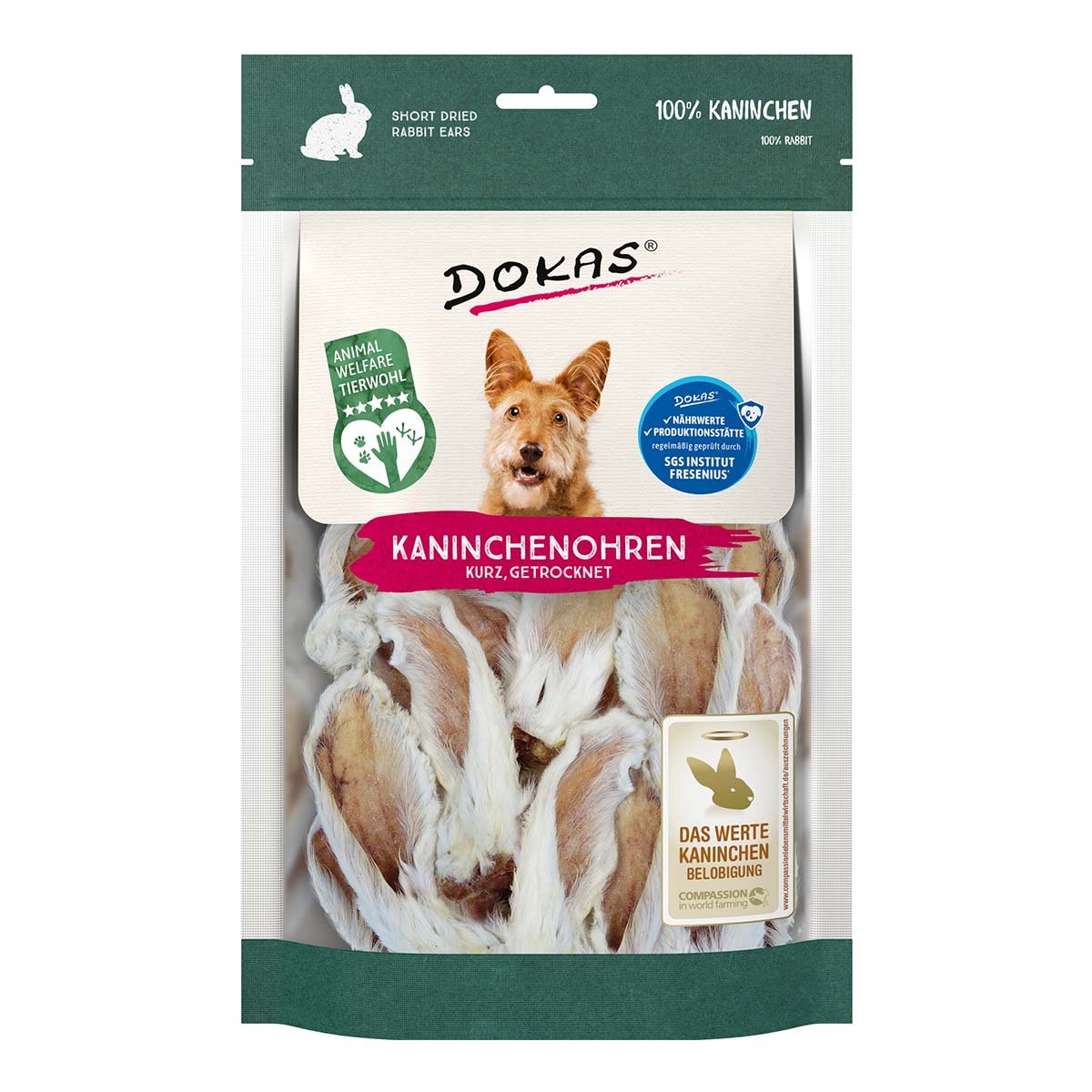 Dokas Kaninchenohren mit Fell getrocknet 100g