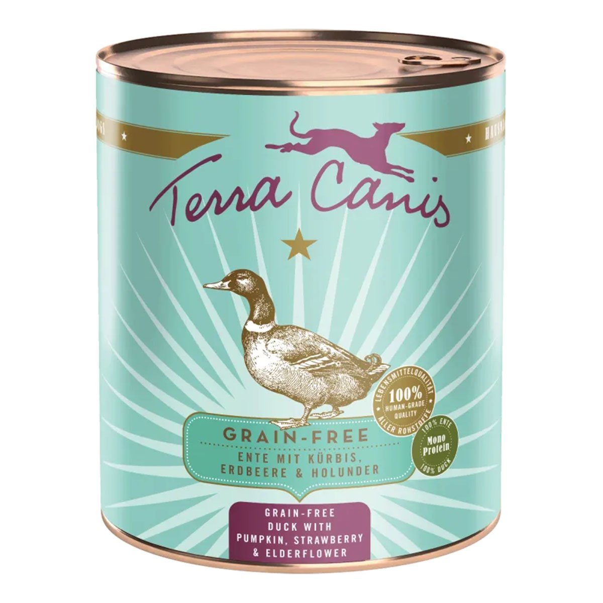 Terra Canis getreidefrei Ente mit Kürbis, Erdbeeren und Holunder 6x800g