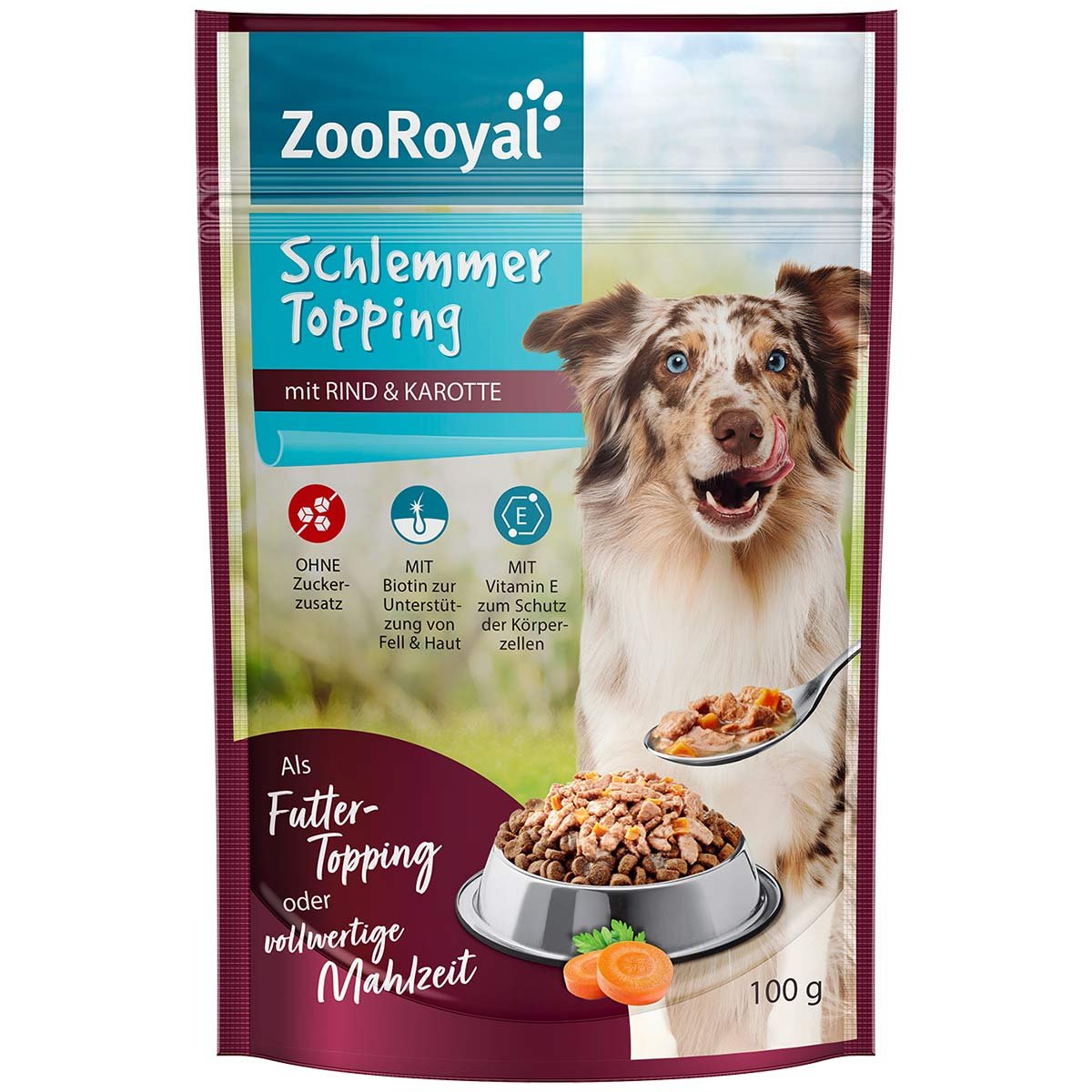 ZooRoyal Schlemmer Topping Rind und Karotte 4x100g