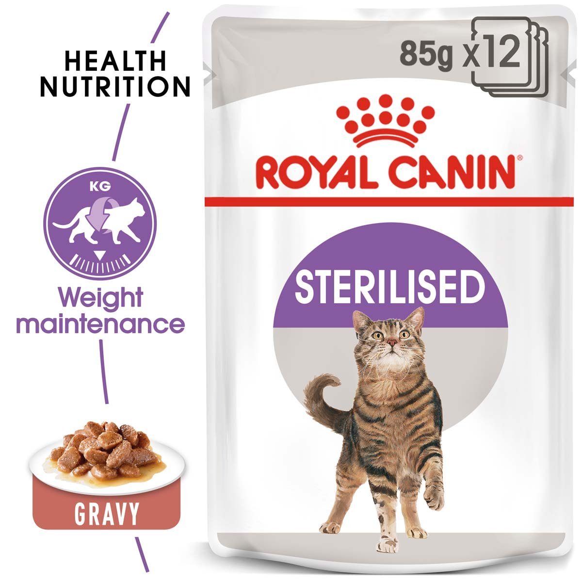 ROYAL CANIN STERILISED Nassfutter in Soße für kastrierte Katzen 12x85g