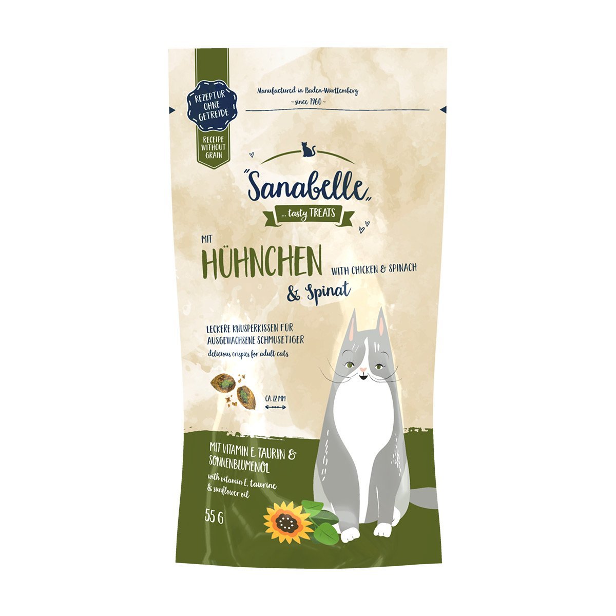 Sanabelle Knusperkissen Huhn und Spinat 5x55g