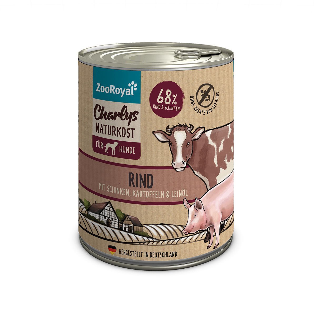 ZooRoyal Charlys Naturkost Rind, Schinken, Kartoffeln und Leinöl 800g