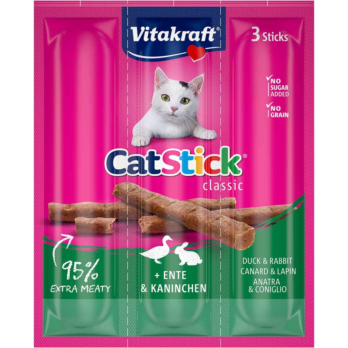 Vitakraft Cat-Stick mini Ente und Kaninchen 10x3 Stück