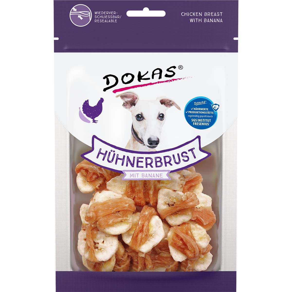 Dokas Hundesnack Hühnerbrust mit Banane 8x70g