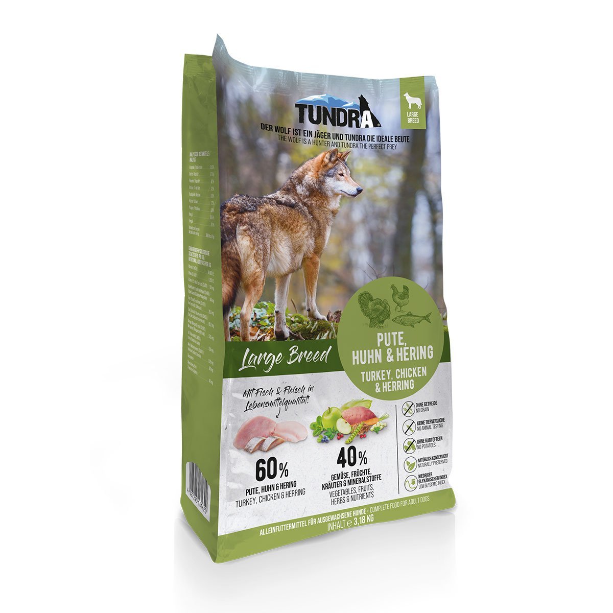 Tundra Dog Large Breed Pute, Huhn und Hering 3,18kg