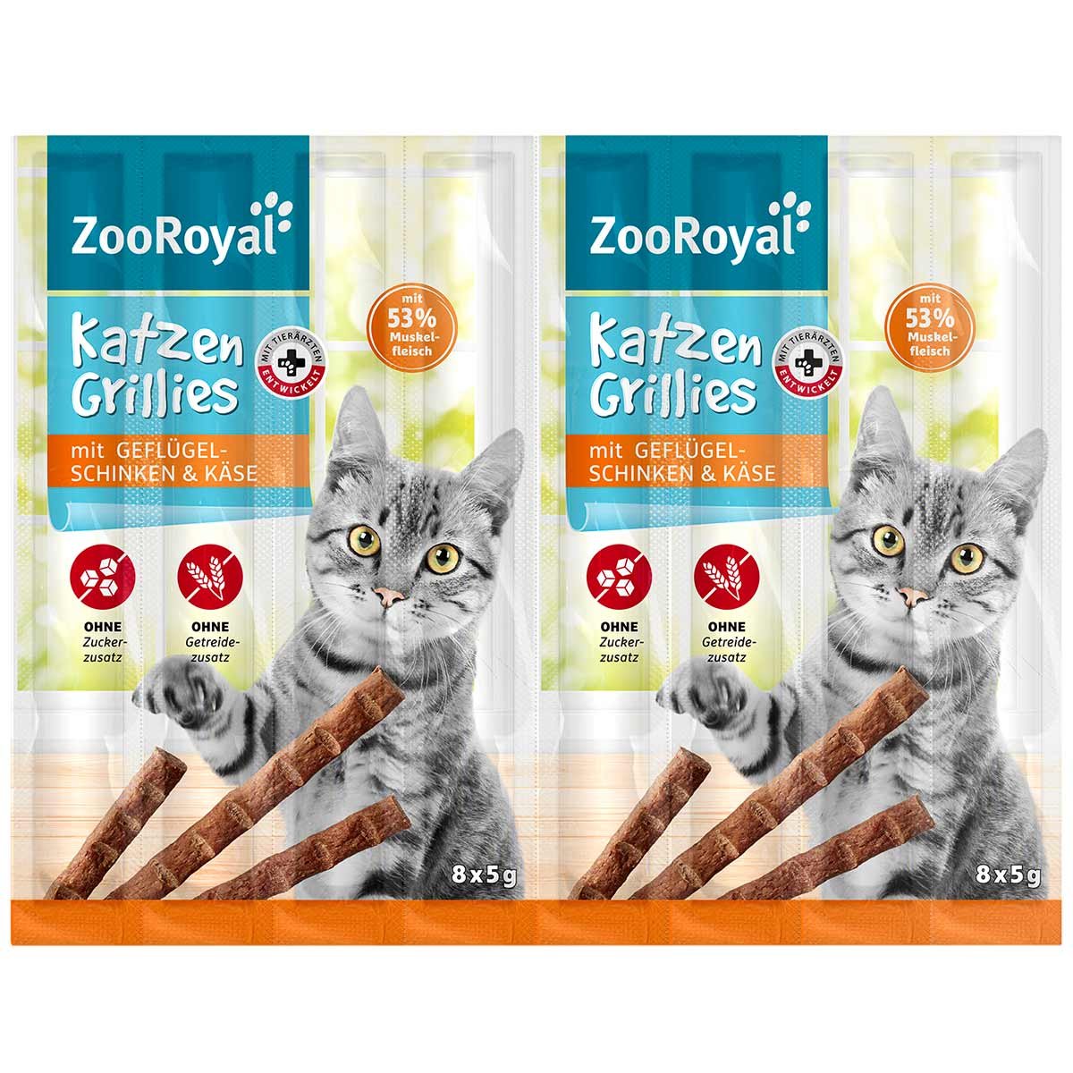 ZooRoyal Katzen-Grillies Geflügelschinken und Käse 40x5 g