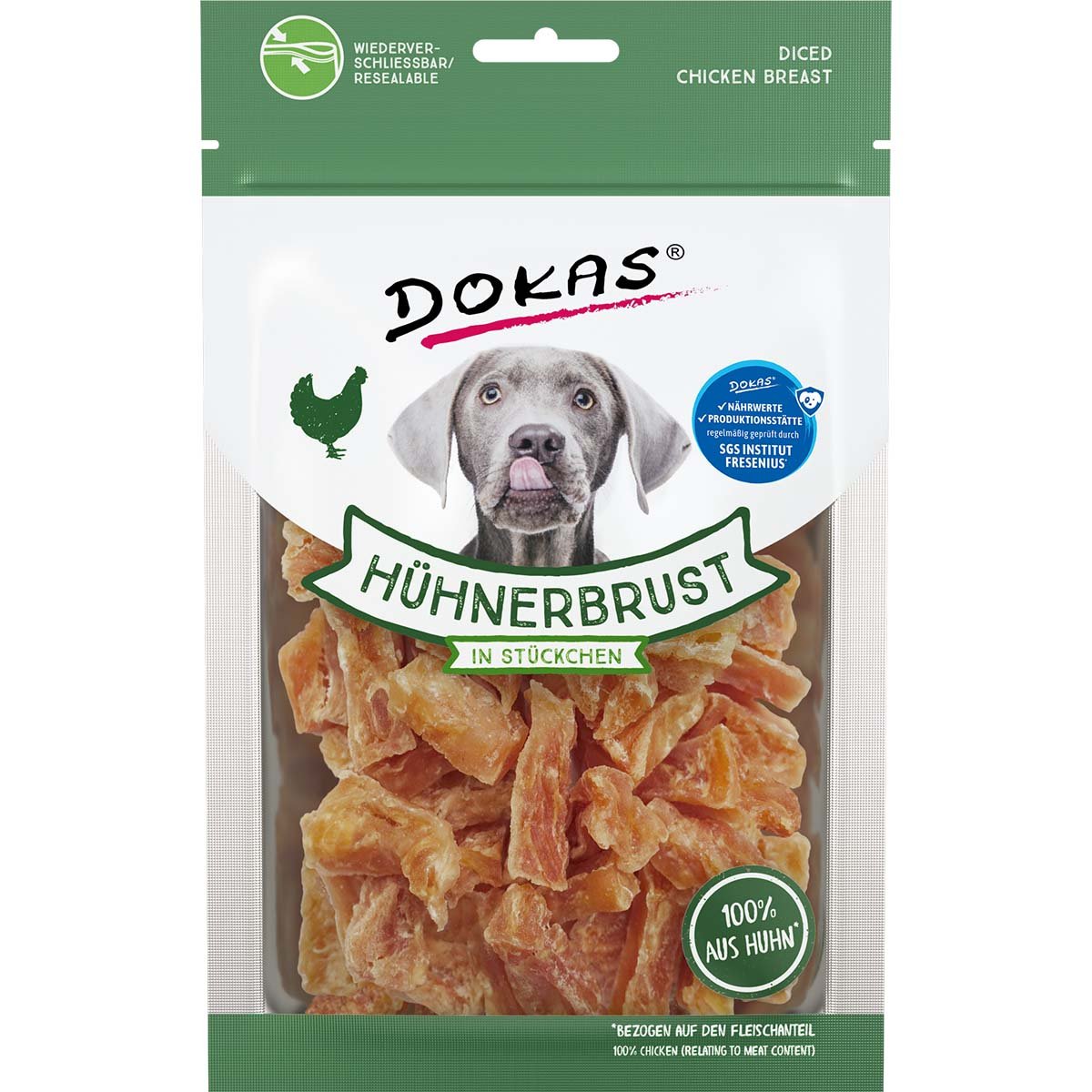 Dokas Hundesnack Hühnerbrust in Stückchen 5x70g
