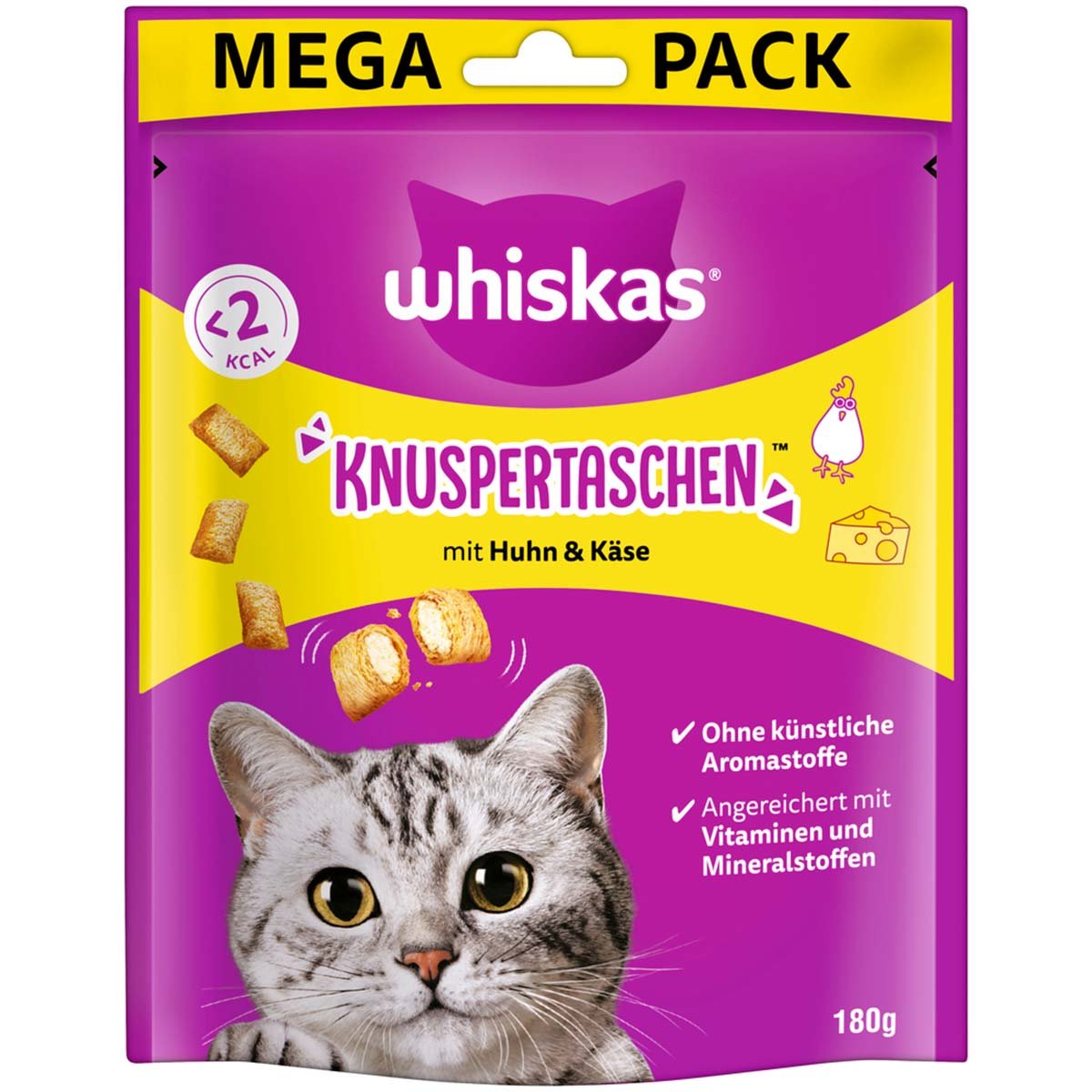 WHISKAS Knuspertaschen mit Huhn und Käse 8x180g