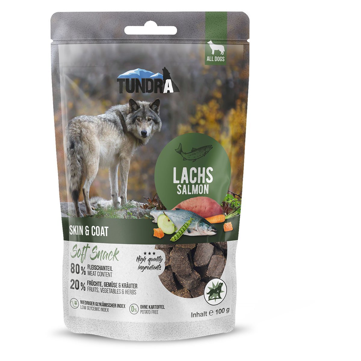 Tundra Dog Snack Skin und Coat Lachs 9x100g