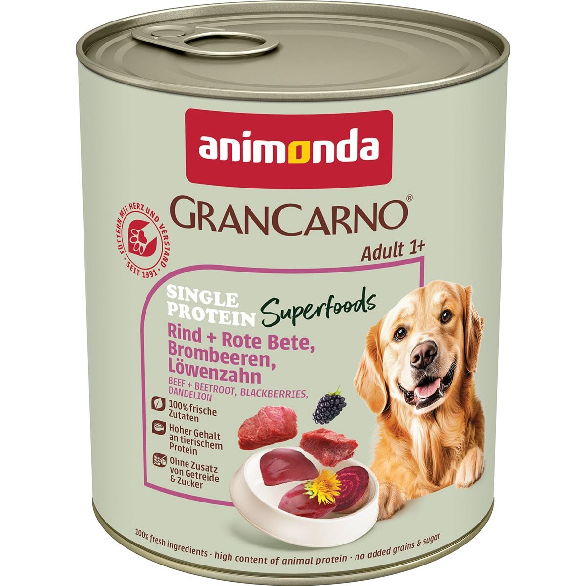 animonda GranCarno superfoods Rind + rote Bete + Brombeere + Löwenzahn 24x800g