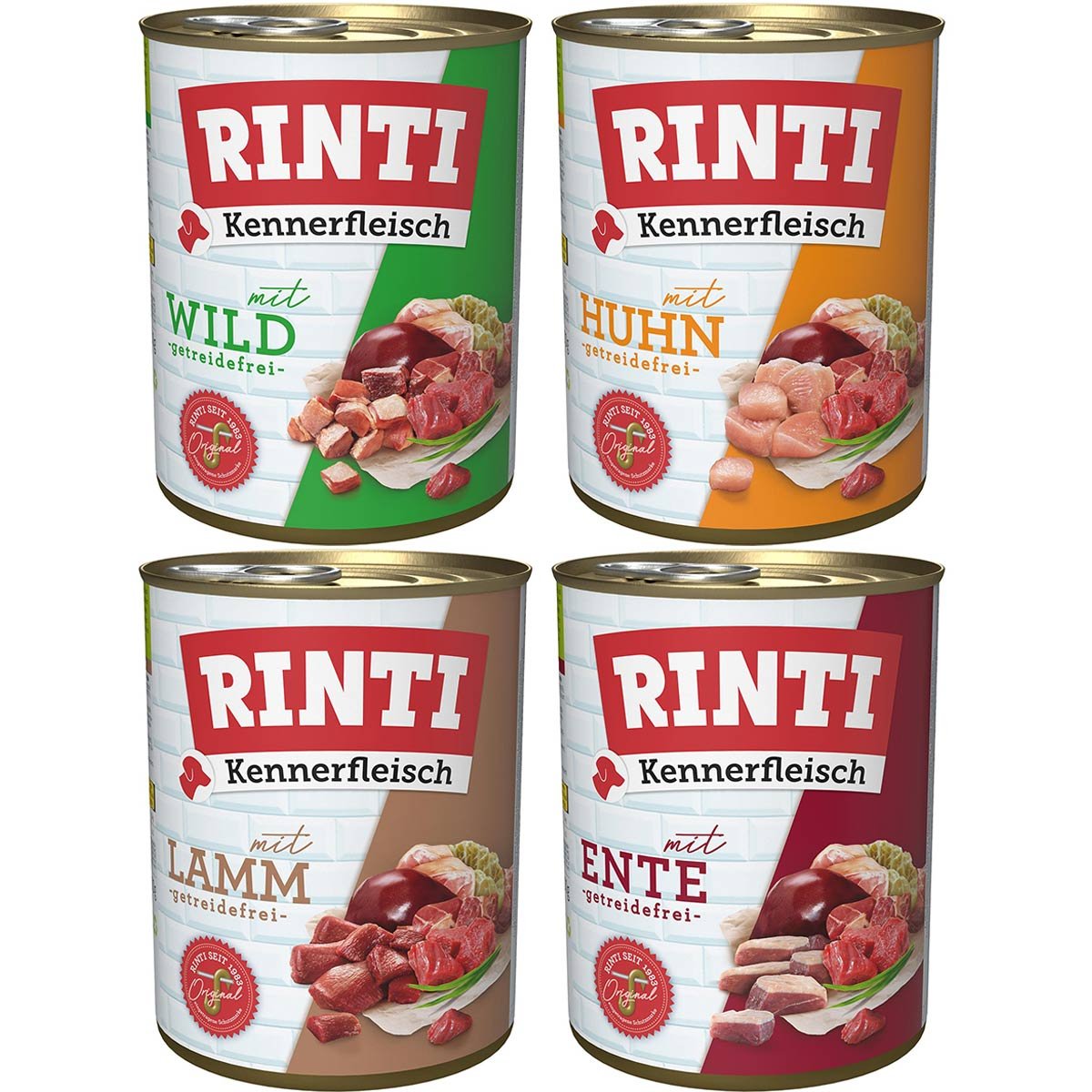 Rinti Kennerfleisch Mix Lamm und Huhn und Ente und Wild 24x800g